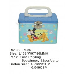 BoîTe en méTal de poignée de déjeuner de poignée en gros avec l'impression des illusTraTions faiTes sur commande