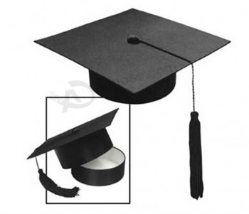 博士の帽子の形をした黒い卒業式のギフト包装箱 (Gb-005) あなたのロゴとのカスタムのために