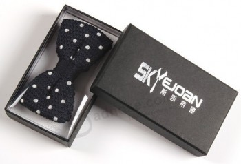 Classic Black Textured Art Paper Box for Bow Tie for custom with your logo
