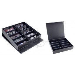 Personalizado alto-Caja de gafas de almC.Aenamiento negro de calidad Con CoMpensilvaniartimentos múltiples