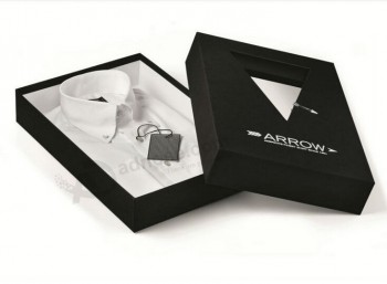 Alta personalizado-CaiXa de camisa de embalagem de Papel preto de qualidade