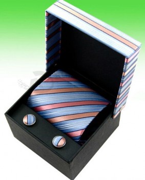 Haut de gamme personnalisé-Boîte en Pennsylvaniepier de qualité iMprimée carrée pour les boutons cravate et mancheTte