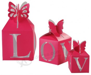 卸売カスタム高-高品質のピンクの印刷結婚式のキャンデーのギフトボックス