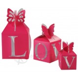 Al por mayor personalizado alto-Cajas de regalo de dulces de boda de iMpresión rosa de calidad