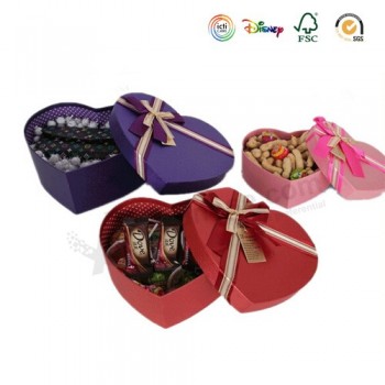 Wholesale custom high-quality Heart Shape Paper Snacks Boxes with Bowknots