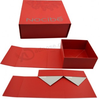оптовая изготовленная на заказ высокая-качественная красная складная картонная коробка для женской сумочки