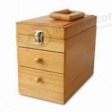 Custom high quality Wooden Cosmetics Suitcase with Handle and your logo