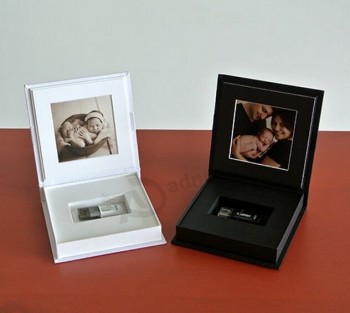 Haut de gamme personnalisé-Qualité splendide usb folio boîte-cadeau avec cadre photo