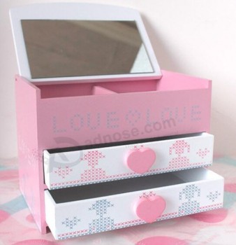 Custom high quality Popular Pink Cosmetic Dressing Box with Mirror and your logo