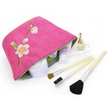カスタム高品質の高速販売ピンクの刺繍の化粧品の袋