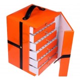 カスタム高品質のオレンジ色の革の多層化粧引き出しボックス (Pb-086)