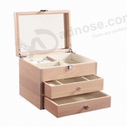 Custom high quality Luxurious Wooden Cosmetics Case with Mirror and your logo