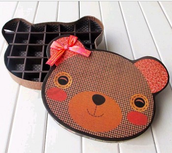 Al por mayor personalizado alto-Caja de regalo de caramelo de forma de cabeza de oso de calidad amorosa