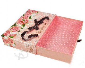 タオルのための魅力的なピンクの印刷用引き出しボックス (交流-010) あなたのロゴとのカスタムのために