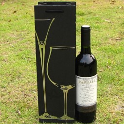 Wholesale custom high-end Wholesale Black Packaging Paper Bag for Champagne (PB-069)