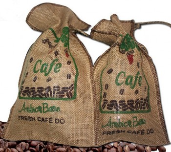 卸売カスタム高-コーヒー豆用の再使用可能な家庭用ジュート織りバッグ