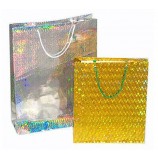 Wholesale custom high-end Hologram Golden Silver Foil Paper Cosmetic Bags (PB-013)
