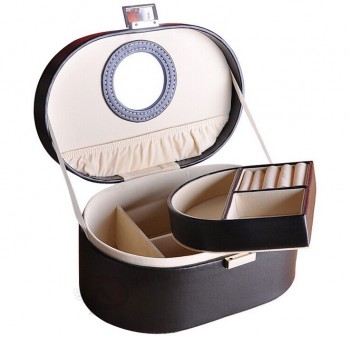 Oval Shape PU Leather Make-up Storage Case for custom with your logo