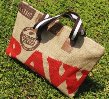 Wholesale custom high-end Durable Printing Linen Shopping Shoulder Bag
