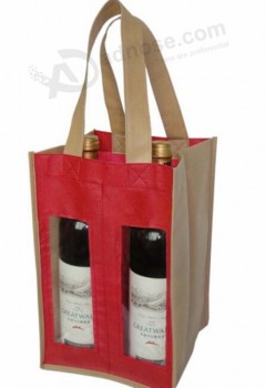 Groothandel aangeVaderste hoge kwaliteit dubbele-Magnum non woven biertas met venster