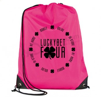 Wholesale custom high quality Pink Nylon Clothing Travel Drawstring Bag