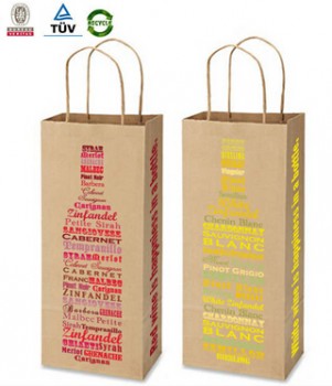 卸売カスタム高品質のシングルクラフト紙印刷飲料袋を運ぶ