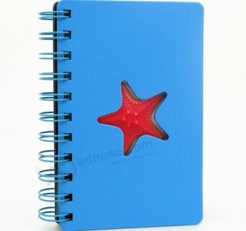 Bule Spirral Draht-O Notizbuch mit Stern, der HardCover für Gewohnheit mit Ihrem Logo schneidet