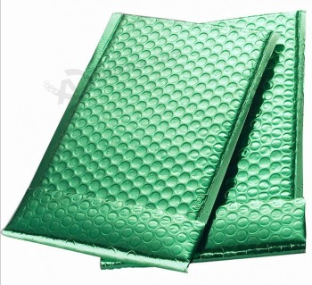 Bolsas de regalo de envío de burbuja verde metáliCo de alta calidad por mayor al por mayor