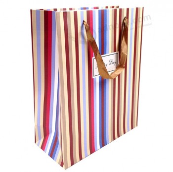 Groothandel custom hoge kwaliteit mode striping geschenk tas met gouden Snaren