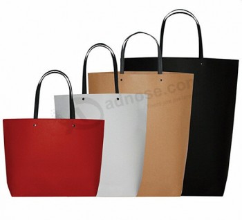 卸売カスタム高品質ハードカラークラフト紙袋、プラスチックハンドル