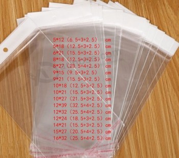 Wholesale custom high quality OPP Self Adhesive Bag with Header and Hang Hole