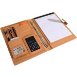 Portefeuille de bureau en cuir taille A4 avec des cliPs métalliques pour personnaliser avec votre logo