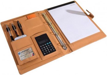 Portefeuille de bureau en cuir taille A4 avec des cliPs métalliques pour personnaliser avec votre logo
