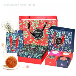 Wholesale custom high quality High-Grade Flower Series Moon Cake Gift Bags