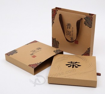 Groothandel custom hoge kwaliteit bruin kraftVaderpier thee verVaderkking geschenkdoos set