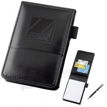 Debossed Logo Black Leather Field Book for custom with your logo