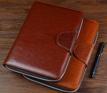 Multi-Fonction Leather Zipper Notebook for custom with your logo