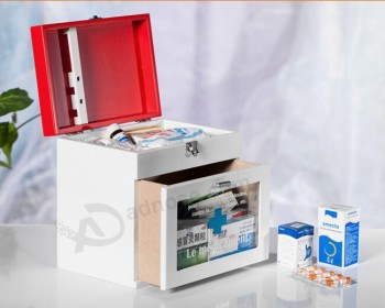 Personalizado alto-Caja médica de madera práctica del hogar de la calidad Con la ventana