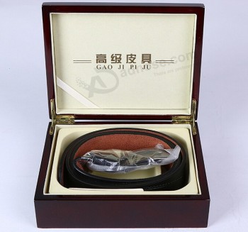 Custom high-quality Class Belt Wooden Display Box with Flocking Tray