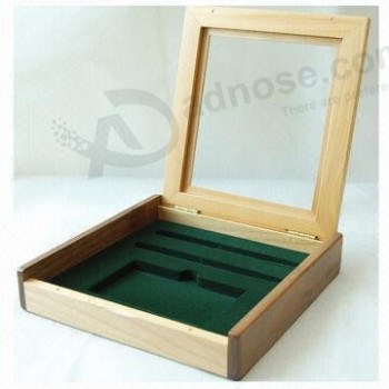 Custom high-quality Solid Wood Appliances Storage Box with Glass Window