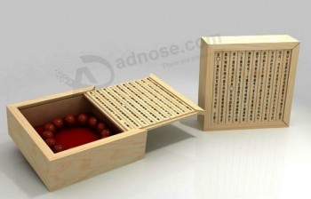 Haut personnalisé-Boîte en bois sculpté honorable de qualité pour des perles de prière bouddhistes