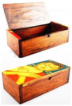 Haut personnalisé-Boîte de stockage en bois de stockage de bouddhisme saint de qualité (Wb-073)
