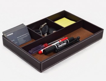 оптовый пользовательский высококачественный черный сшивающий кожаный стол для сбора канцелярских товаров