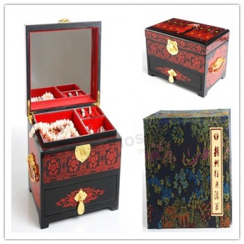 Alto personalizzato-Set di scatole di gioielli in legno da sposa e piTTura di lACca di qualità