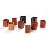 Großhandel benutzerdefinierte hohe Qualität natürlich Holz Gravur Stift Container