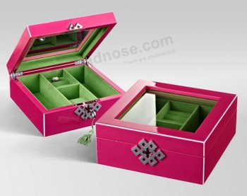 High Glossy Wood Ornament Storage Box with Glass Window for custom with your logo