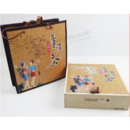 Brand Tea Packing Wood Box and Bag Set for custom with your logo