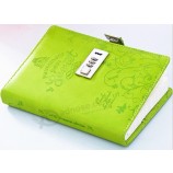 Cahier de luXe en cuir vert de luXe de haute qualité personnalisé avec serrure Codée