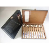 CaiXa de talheres de madeira de pintura preta brilhante Para personalizar Com seu logotipo
