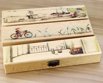 Wholesale custom high quality Pure Children Wooden Pencil Cases